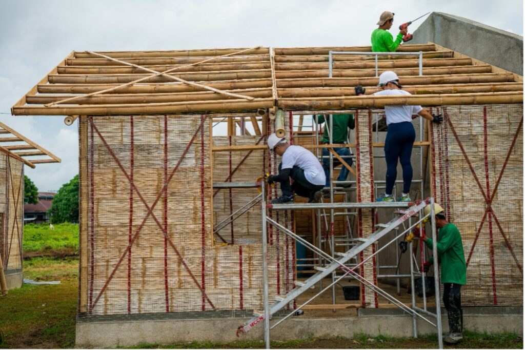 Installation of bamboo panels at the Engaged Beyond Business (EBB) site in Nasugbu, Batangas