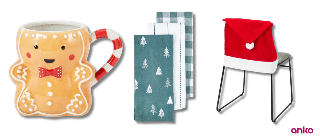 Gingerbread Mug, Natural Tea Towels, and Santa Hat Chair Cover | Anko Philippines