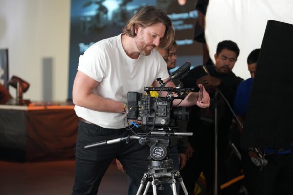 Australian Cinematographer Liam Brennan setting up the BURANO for the set