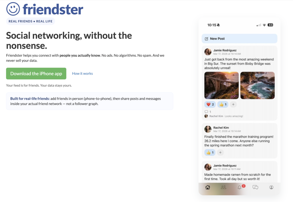Friendster web interface